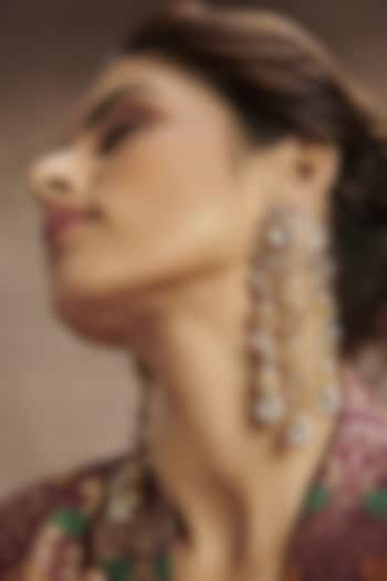 Gold Finish Faux Diamond Earrings by Paisley Pop at Pernia's Pop Up Shop