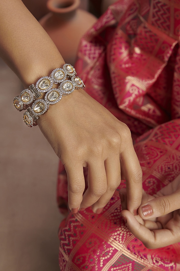 Two Tone Finish Handcrafted Bangles (Set of 2) by Paisley Pop at Pernia's Pop Up Shop