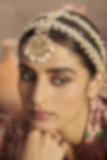 Gold Plated Kundan Polki Matha Patti by Paisley Pop at Pernia's Pop Up Shop