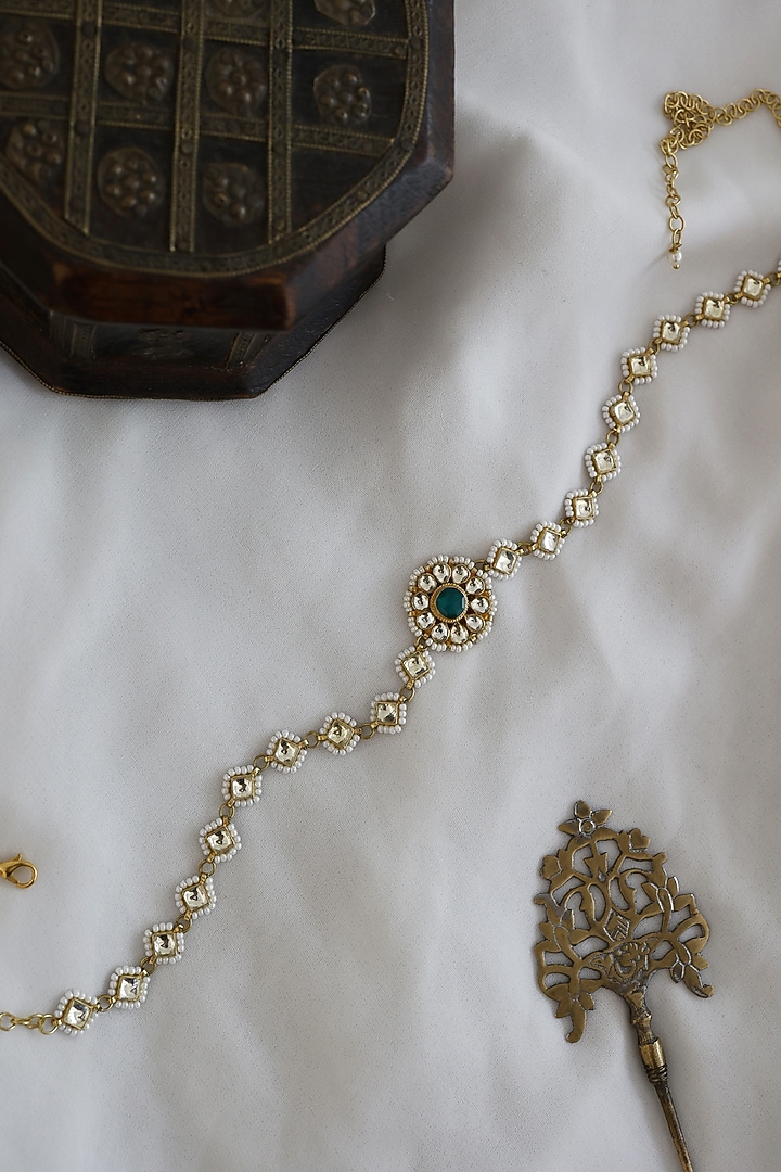 Gold Finish Shell Pearl Headband by Paisley Pop at Pernia's Pop Up Shop