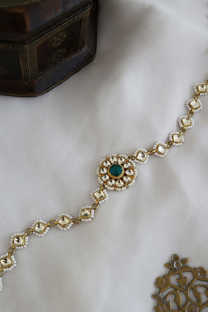 Gold Finish Shell Pearl Headband by Paisley Pop at Pernia's Pop Up Shop