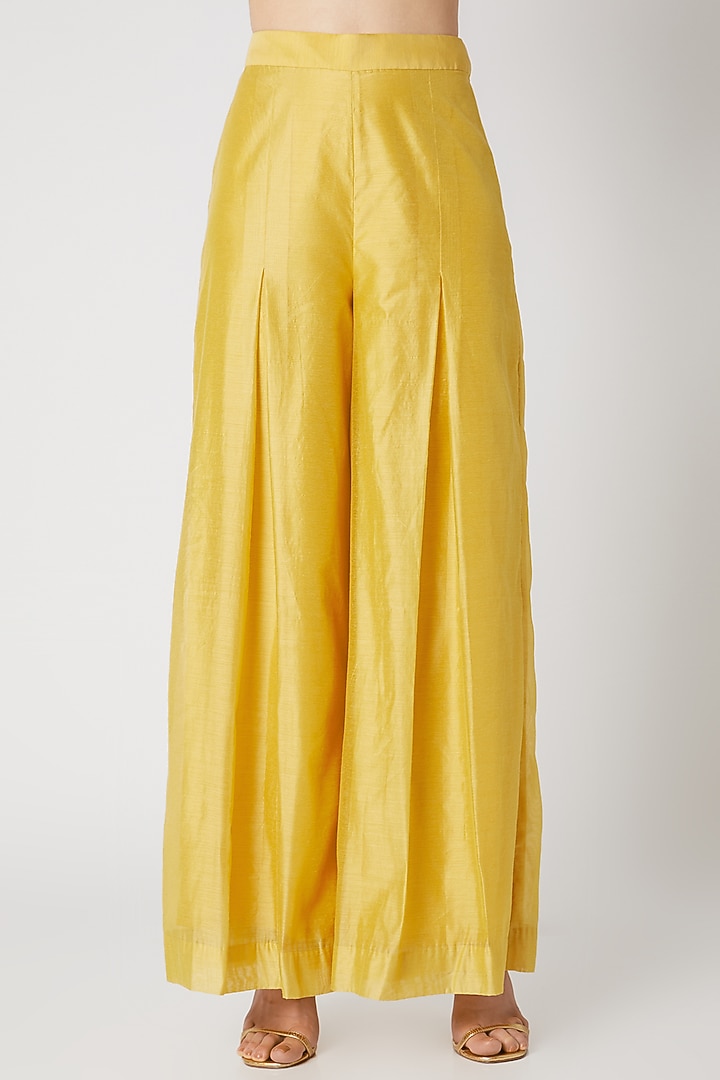 Mustard Mirror Embroidered Jacket Set by Priti Sahni at Pernia's Pop Up Shop