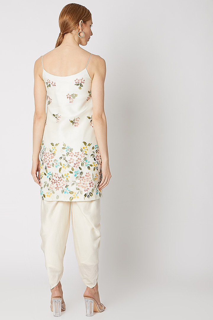 Ivory Hand Painted Dhoti Set by Priti Sahni at Pernia's Pop Up Shop