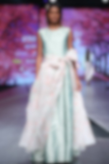 Mint Green Embroidered Maxi Vacation Dress With Wrap Skirt by Pinnacle By Shruti Sancheti at Pernia's Pop Up Shop