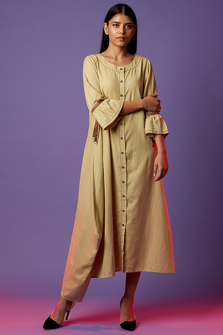 Beige Linen Maxi Summer Dress by Pinnacle By Shruti Sancheti at Pernia's Pop Up Shop