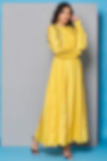 Yellow Embroidered Maxi Dress by Pinnacle By Shruti Sancheti at Pernia's Pop Up Shop