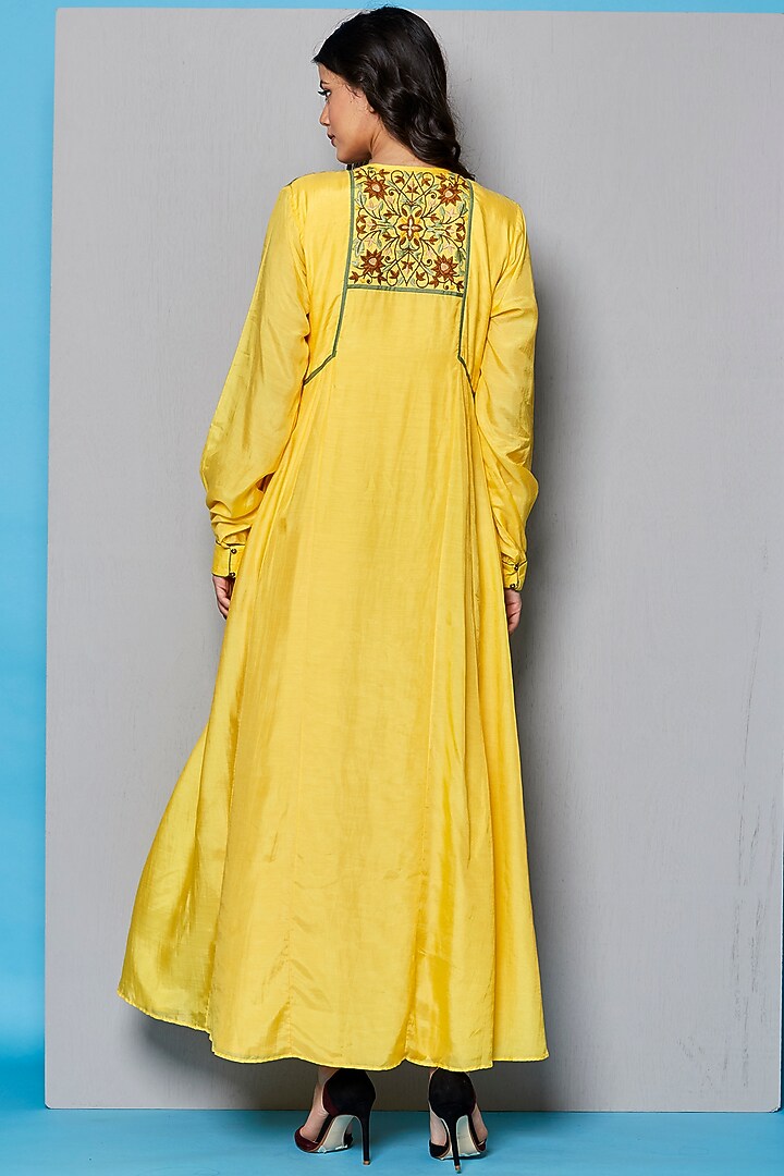 Yellow Embroidered Maxi Summer Dress by Pinnacle By Shruti Sancheti at Pernia's Pop Up Shop