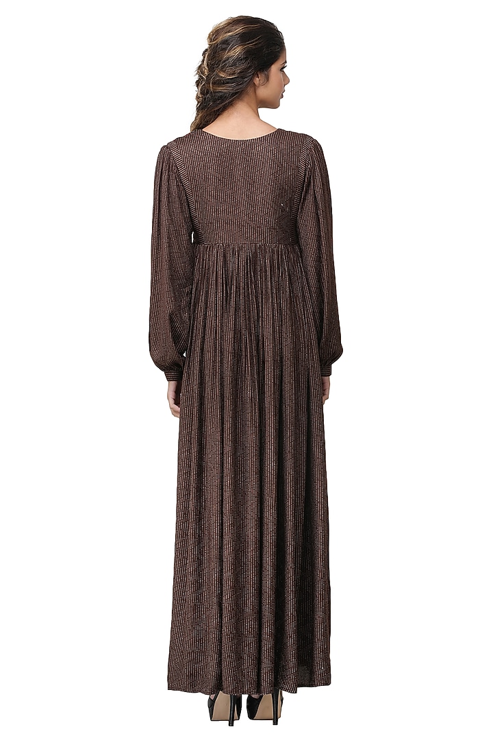 Brown Embroidered Maxi Summer Dress by Pinnacle By Shruti Sancheti at Pernia's Pop Up Shop