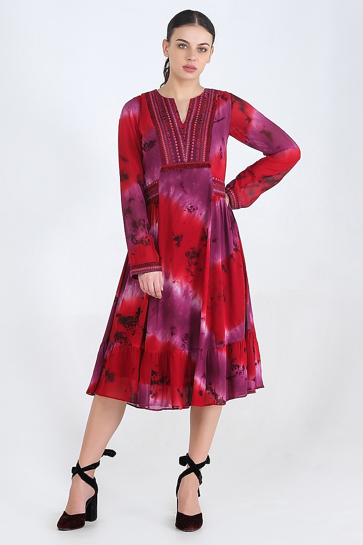 Red Tie & Dye Tunic by Pinnacle By Shruti Sancheti at Pernia's Pop Up Shop