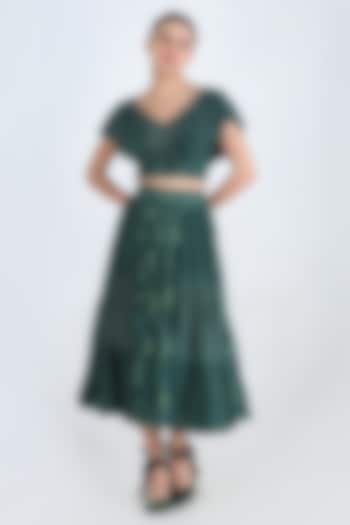 Green Printed Skirt Set by Pinnacle By Shruti Sancheti