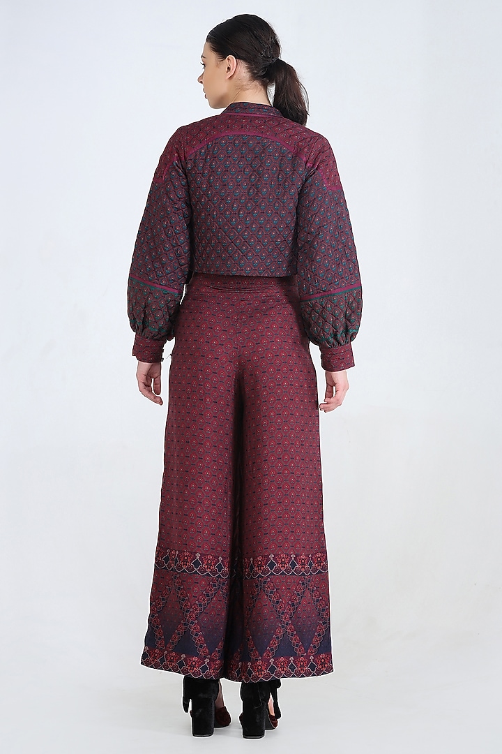 Plum Printed Jacket Set by Pinnacle By Shruti Sancheti at Pernia's Pop Up Shop