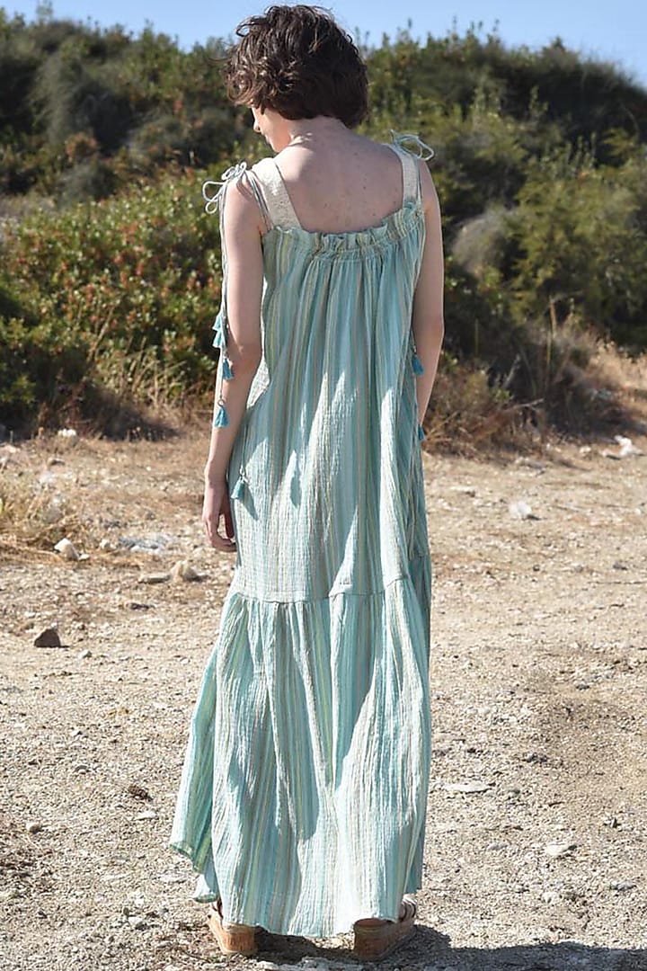Green Maxi Summer Dress With Bralette by Pinnacle By Shruti Sancheti at Pernia's Pop Up Shop