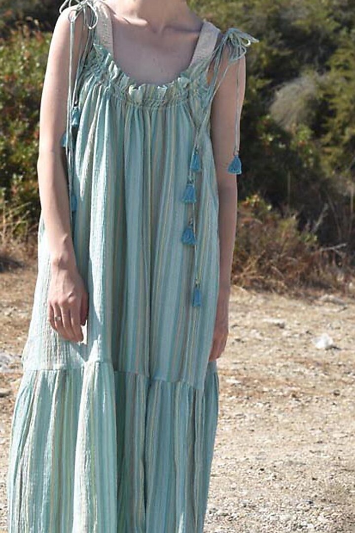 Green Maxi Summer Dress With Bralette by Pinnacle By Shruti Sancheti at Pernia's Pop Up Shop