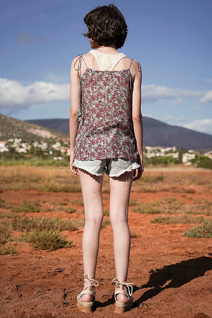 Powder Blue Printed Top With Bralette by Pinnacle By Shruti Sancheti at Pernia's Pop Up Shop