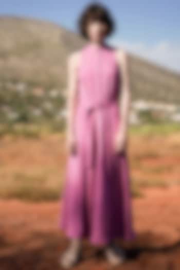 Periwinkle Blue Midi Summer Dress With Belt by Pinnacle By Shruti Sancheti at Pernia's Pop Up Shop