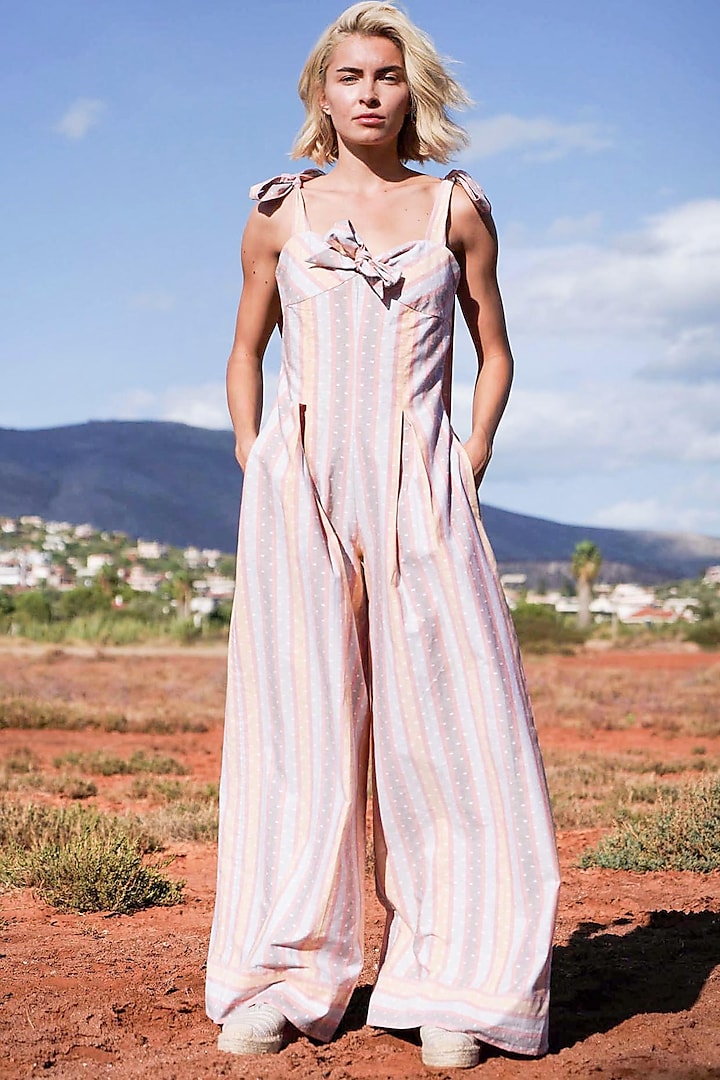 Multi Colored Stripes Printed Jumpsuit by Pinnacle By Shruti Sancheti