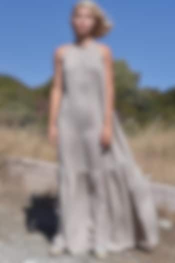 Grey Backless Maxi Dress by Pinnacle By Shruti Sancheti