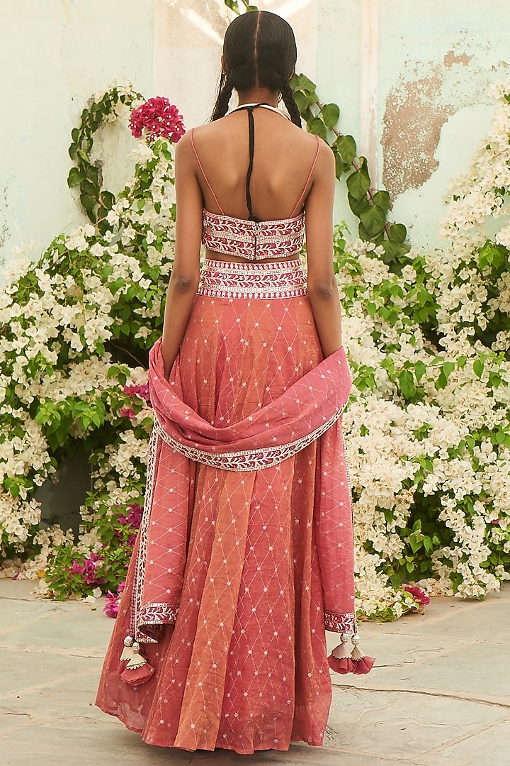 Light Coral Tissue Gharara Set by Pinnacle By Shruti Sancheti at Pernia's Pop Up Shop