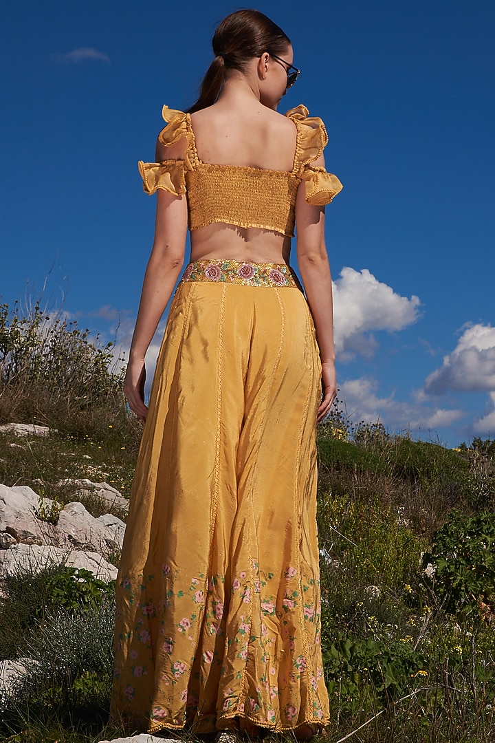 Yellow Crepe Printed Skirt Set by Pinnacle by Shruti Sancheti at Pernia's Pop Up Shop