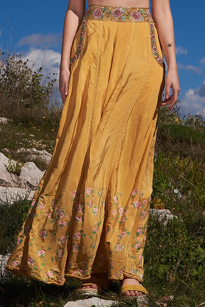 Yellow Crepe Printed Skirt Set by Pinnacle by Shruti Sancheti at Pernia's Pop Up Shop