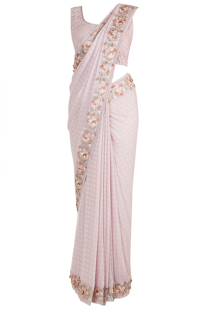 Pink Embroidered Saree Set by Pinnacle By Shruti Sancheti