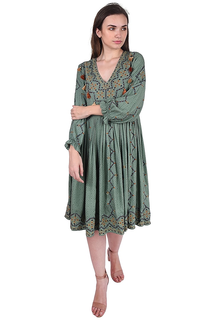 Emerald Green Embroidered Maxi Dress by Pinnacle By Shruti Sancheti