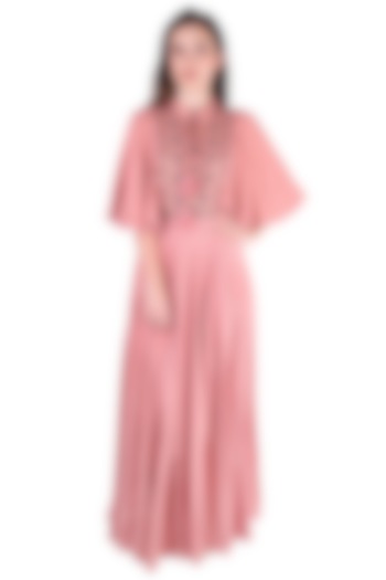 Onion Pink Embroidered Dress by Pinnacle By Shruti Sancheti
