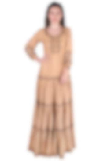 Beige Embroidered Maxi Dress by Pinnacle By Shruti Sancheti