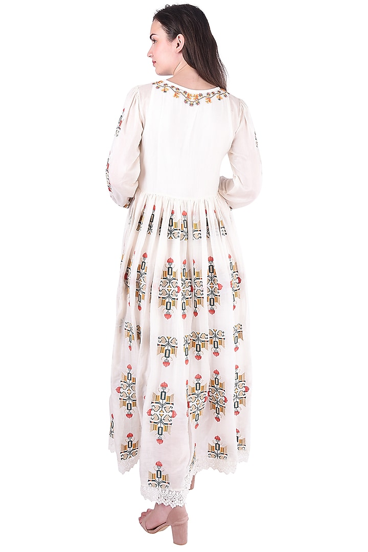 White Cross Stitch Embroidered Vacation Dress by Pinnacle By Shruti Sancheti at Pernia's Pop Up Shop