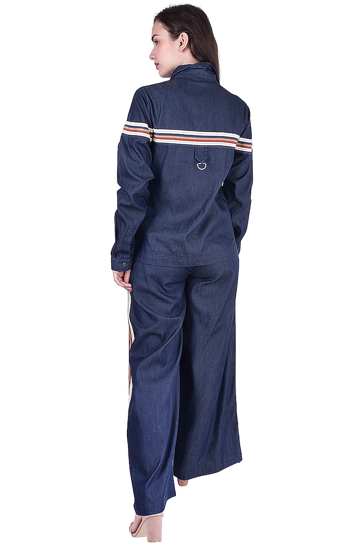 Navy Blue Jacket With Pants by Pinnacle By Shruti Sancheti at Pernia's Pop Up Shop