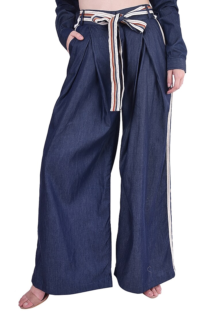 Navy Blue Jacket With Pants by Pinnacle By Shruti Sancheti at Pernia's Pop Up Shop