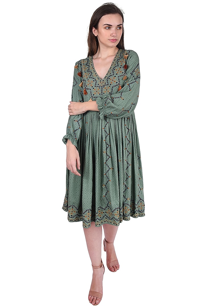 Emerald Green Embroidered Tunic For Girls Design by Pinnacle by Shruti ...