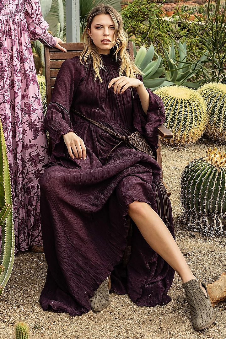 Purple Crush Gathered Maxi Dress For Girls by Pinnacle by Shruti Sancheti at Pernia's Pop Up Shop