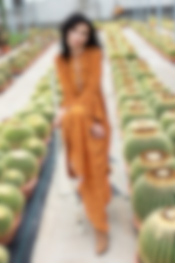 Ocher Embroidered Tiered Vacation Dress by Pinnacle By Shruti Sancheti at Pernia's Pop Up Shop