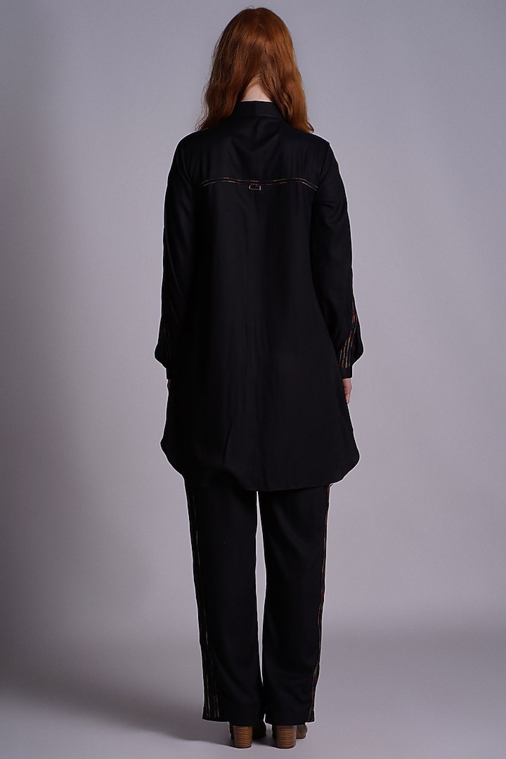 Black Printed Viscose Shirt by Pinnacle By Shruti Sancheti at Pernia's Pop Up Shop