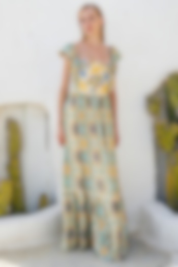 Multi-Colored Digital Printed Tiered Maxi Summer Dress by Pinnacle By Shruti Sancheti at Pernia's Pop Up Shop