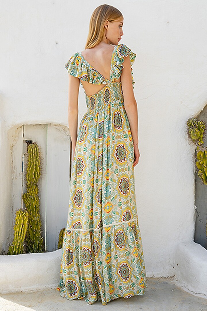 Multi-Colored Digital Printed Tiered Maxi Summer Dress by Pinnacle By Shruti Sancheti at Pernia's Pop Up Shop