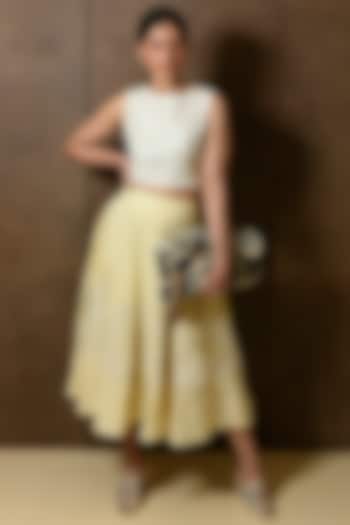 Yellow Hand Embroidered Skirt by Pinnacle By Shruti Sancheti