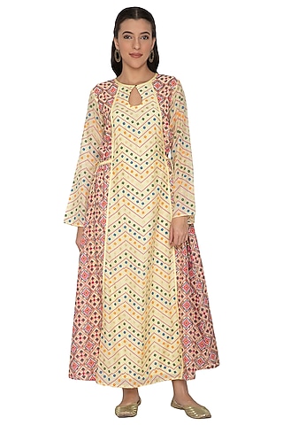 Light Orange Net Embroidered Gharara Set by Pinnacle By Shruti Sancheti
