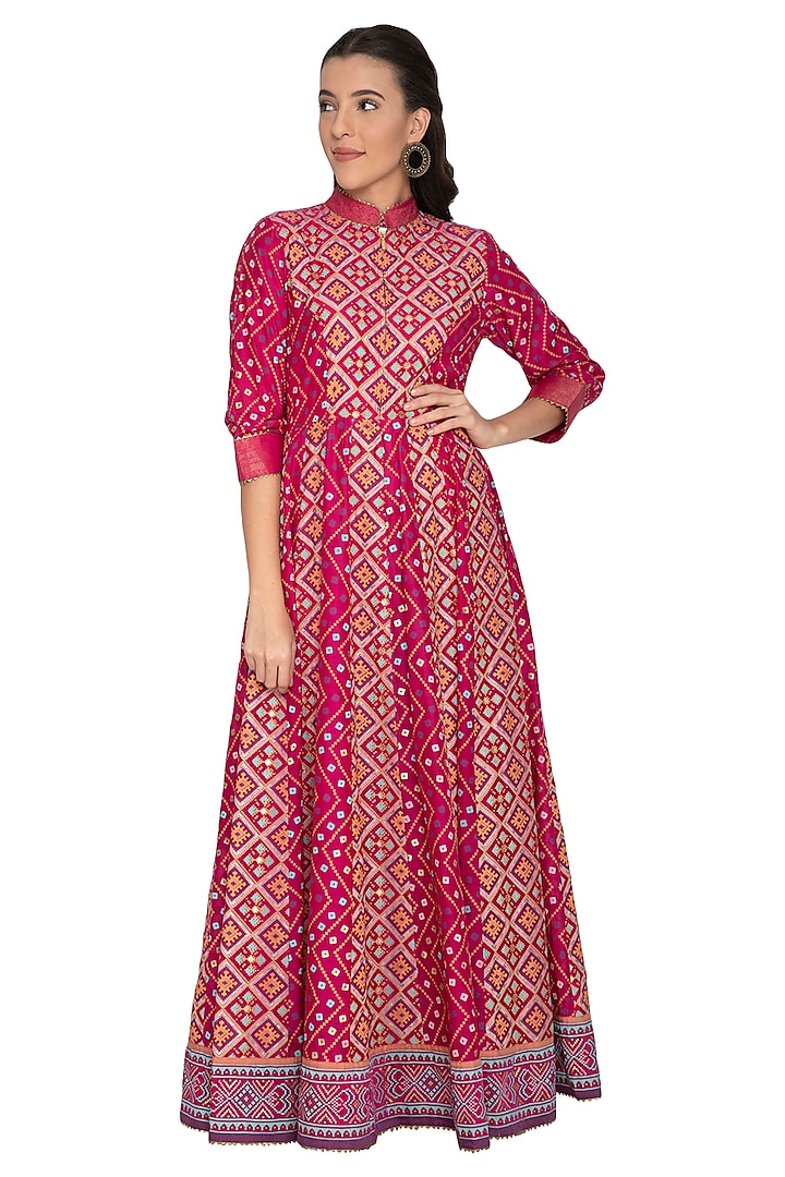 Red Printed Kalidar Maxi Dress by Pinnacle By Shruti Sancheti