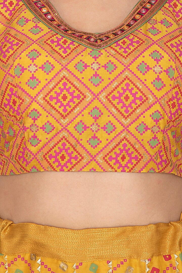 Mustard Yellow Printed Wedding Lehenga Set by Pinnacle By Shruti Sancheti at Pernia's Pop Up Shop