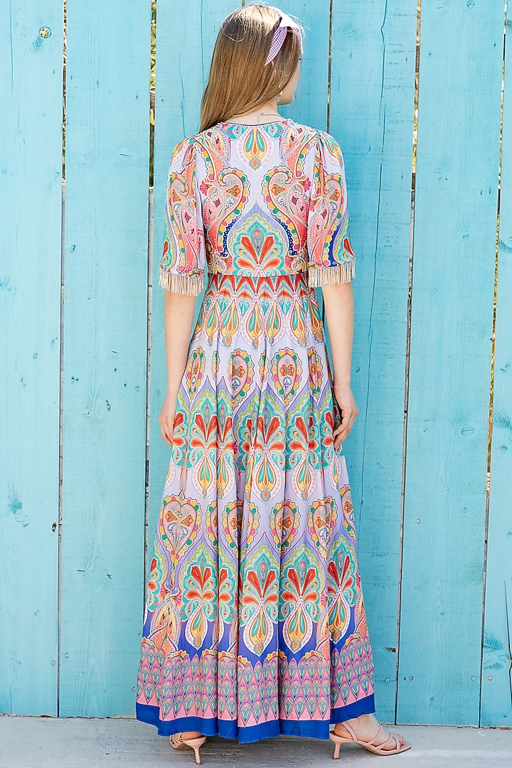Multi-Coloured Hand Embroidered Maxi Vacation Dress by Pinnacle by Shruti Sancheti at Pernia's Pop Up Shop