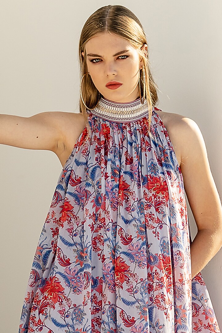 Purple Hand Embroidered Maxi Vacation Dress by Pinnacle by Shruti Sancheti at Pernia's Pop Up Shop