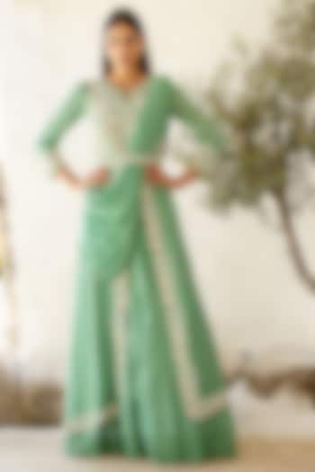 Mint Green Georgette Skirt Set by Pinnacle by Shruti Sancheti at Pernia's Pop Up Shop