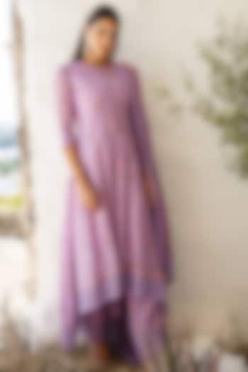 Purple Hand Embroidered Wedding Anarkali Set by Pinnacle by Shruti Sancheti at Pernia's Pop Up Shop