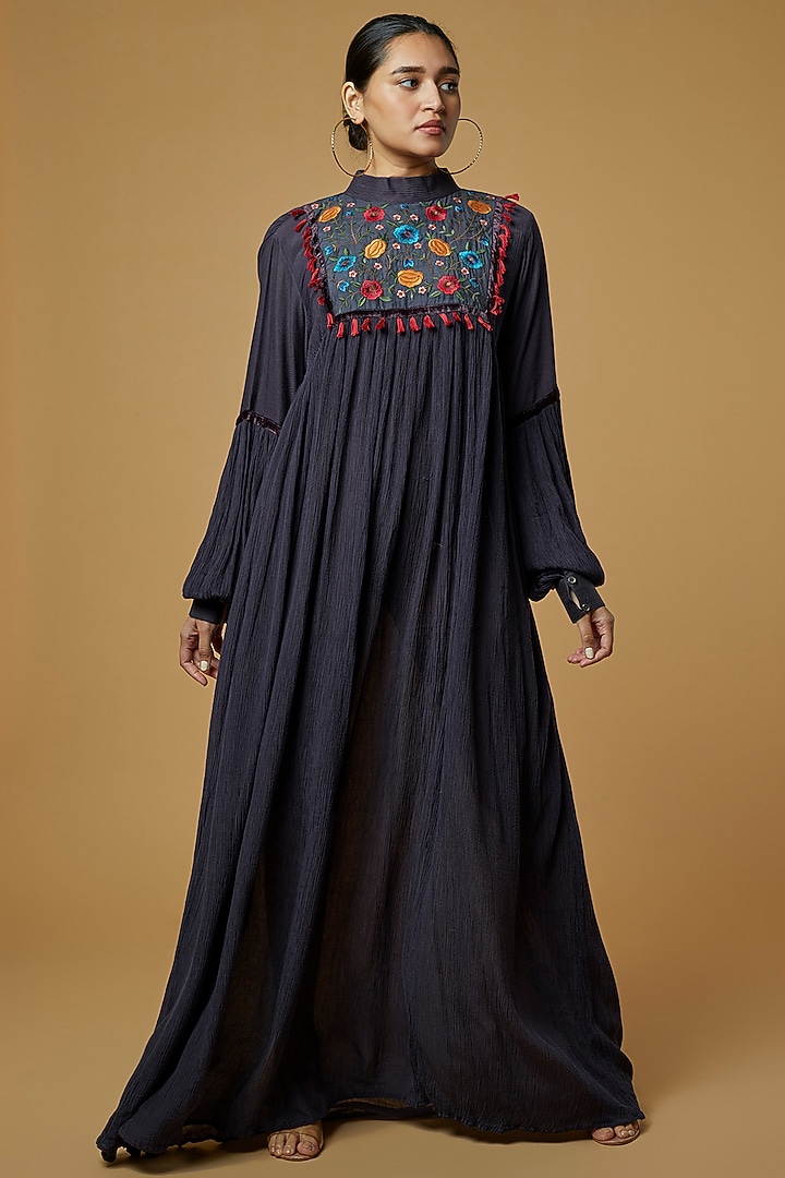 Purple Embroidered Maxi Summer Dress by Pinnacle by Shruti Sancheti at Pernia's Pop Up Shop