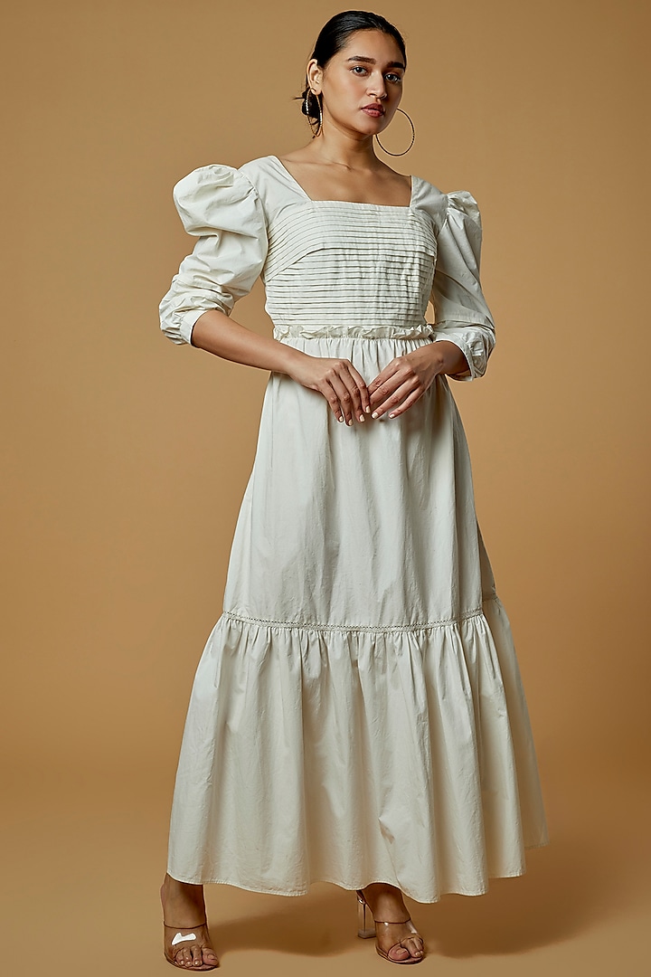 White Cotton Dress by Pinnacle by Shruti Sancheti