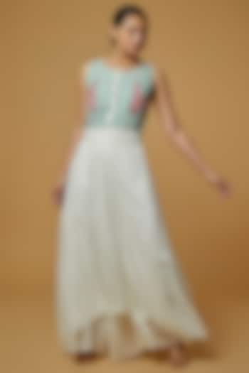White Silk Maxi Dress by Pinnacle by Shruti Sancheti
