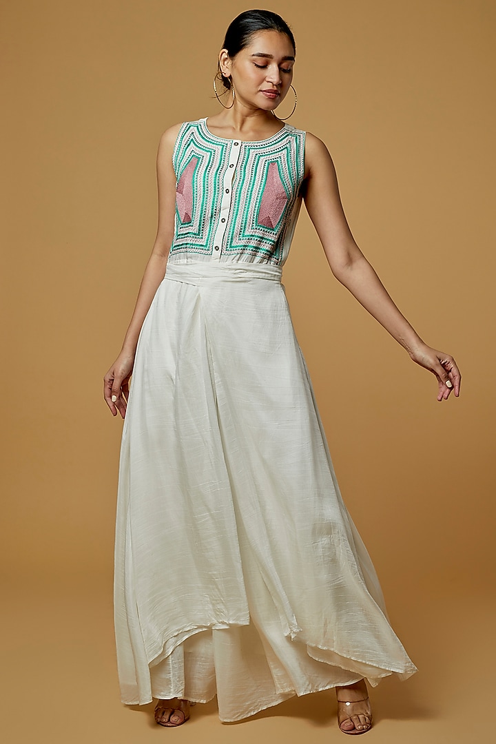 White Silk Maxi Dress by Pinnacle by Shruti Sancheti