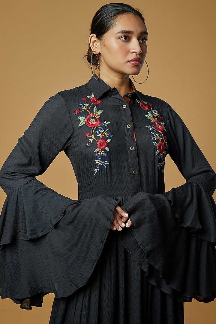 Black Viscose Twill Maxi Summer Dress by Pinnacle by Shruti Sancheti at Pernia's Pop Up Shop